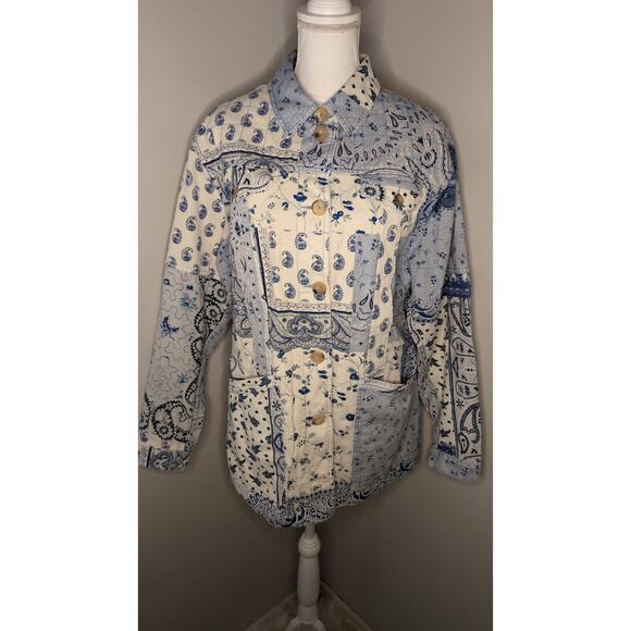 Etro Milan paisley denim bandana southwestern patchwork print jacket 48 Italy - Picture 3 of 13
